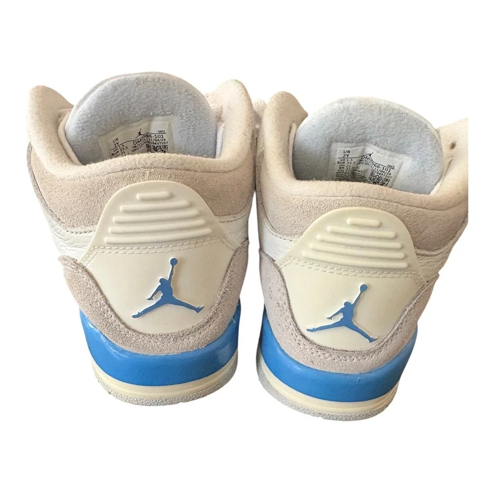 Jordan 3 Retro Midnight Navy White Blue Suede Sneakers‎ DM0966-101 Kids Size 2Y